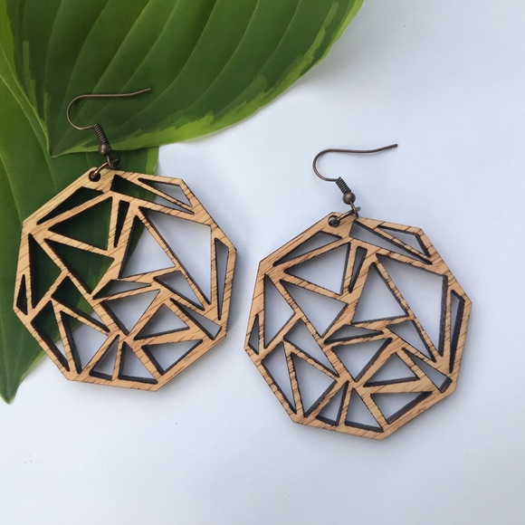 Handmade Jewelry - Handmade Lasercut Wood Earrings - Jen